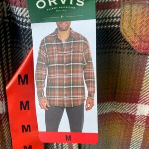 Orvis Classic Button Up Collared Shirt Long Sleeve Plaid Shirt Cotton Men's M